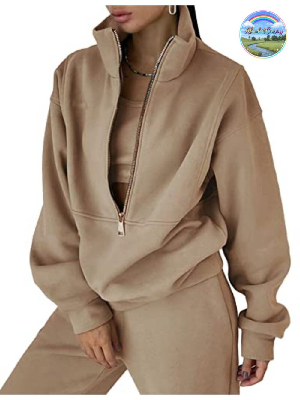 Women's Fleece 2 Piece Outfit Sweatsuit Half Zip Pullover Tracksuit Jogger Set